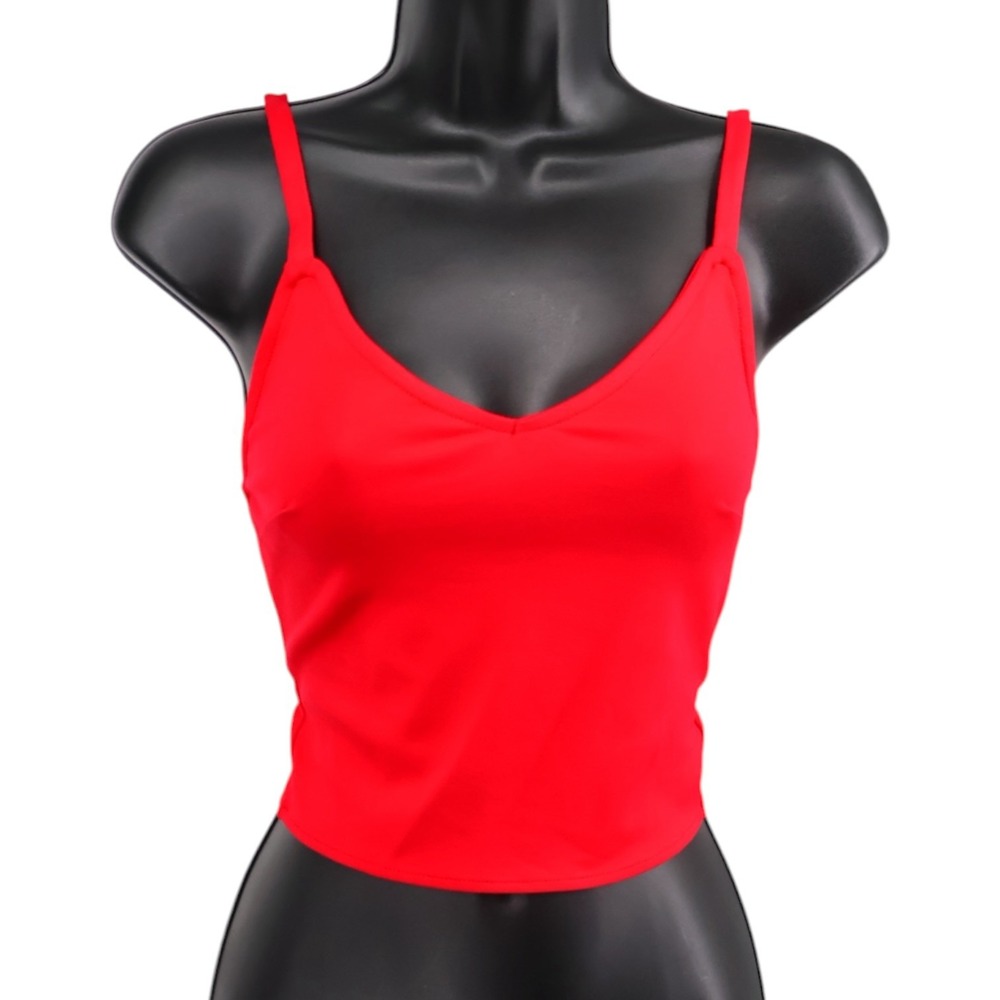 Silence + Noise Red Tie Back Crop Top XS Open Back Stretch Cami Tank Y2K